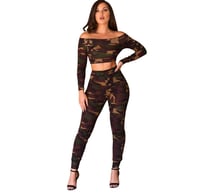 Image 1 of Camouflage Print Two Piece Pants Set