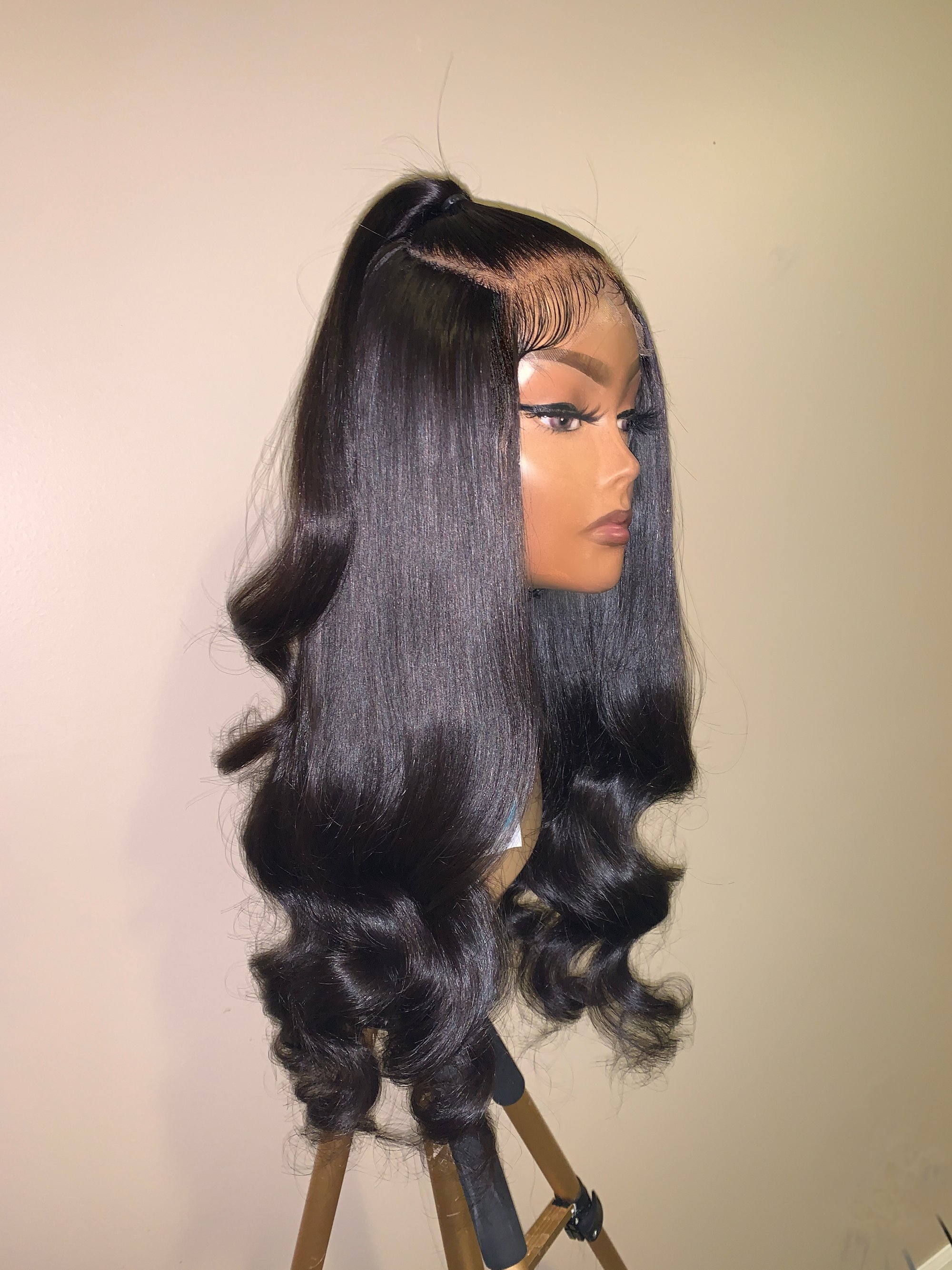 22 5x5 HD lace closure wig half up half down curls HSBNwigs