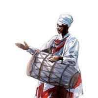 Image 2 of Aquarelle originale - "Processions religieuses de Lalibela" - 21x30 cm