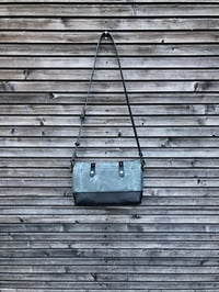 Image 5 of Grey waxed canvas and leather satchel / messenger bag / canvas day bag
