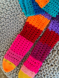 Image 4 of Thigh High Crochet Socks Yellow Toe 