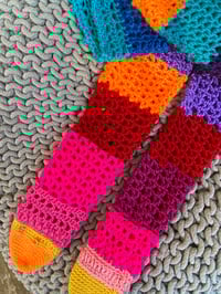 Image 4 of Thigh High Crochet Socks Yellow Toe