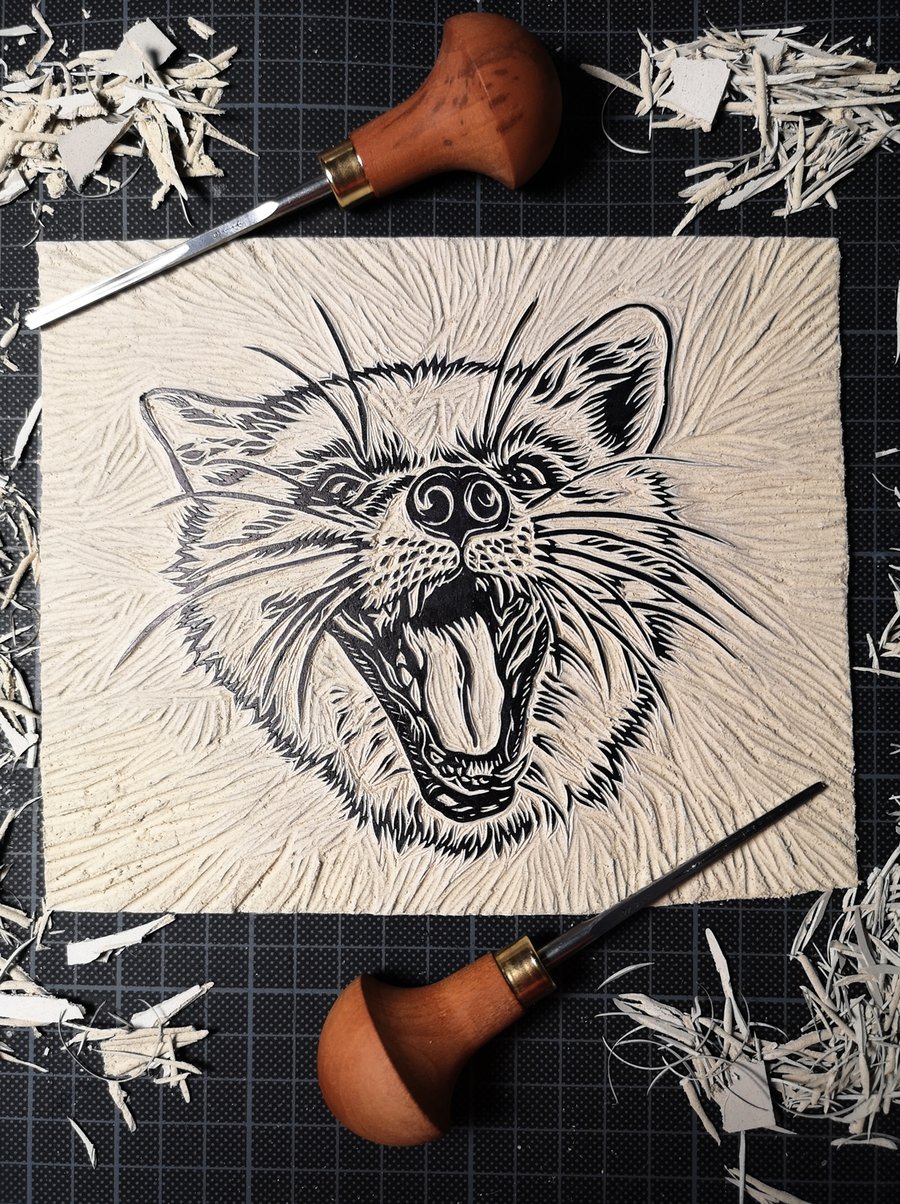 Image of Fox Linoprint