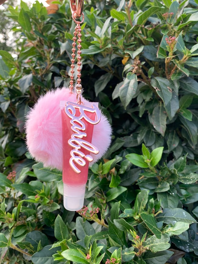  B-Pure Lip Gloss Pom Pom With Keychain Hot Pink