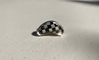 Image 1 of Checkerboard  Crescent Moon Ring