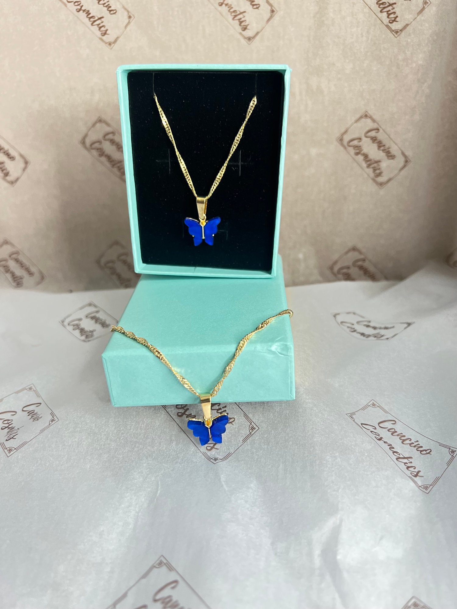 Image of BLUE BUTTERFLY CHARM NECKLACE