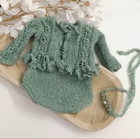 Image 3 of Newborn girls knitted set - Sara  | sage green