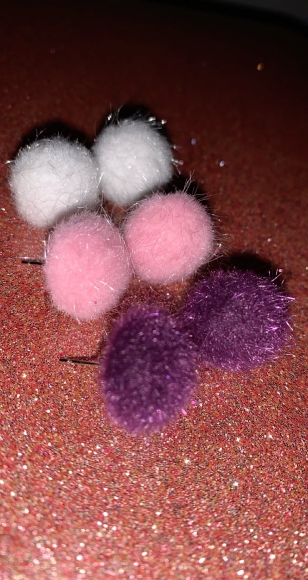 Image of fuzzy stud earrings 