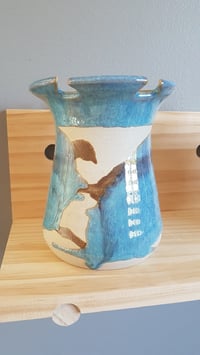 Image 1 of Beautiful Blue Vintage Australian Cooper Pedy Pottery Vase - Hand Thrown/Studio - FD102