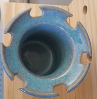 Image 2 of Beautiful Blue Vintage Australian Cooper Pedy Pottery Vase - Hand Thrown/Studio - FD102