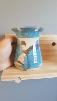 Image 5 of Beautiful Blue Vintage Australian Cooper Pedy Pottery Vase - Hand Thrown/Studio - FD102