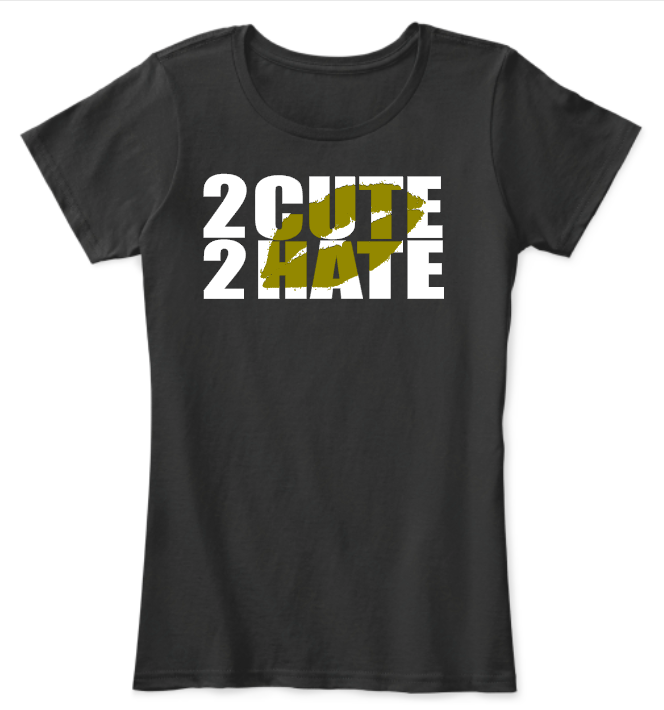 Image of 2 CUTE 2 HATE-GOLD KISS-BLACK PRINT-TEE