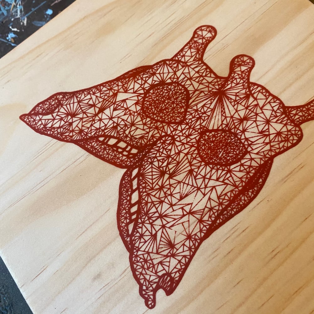Image of Double Giraffe on Solid Pine Block