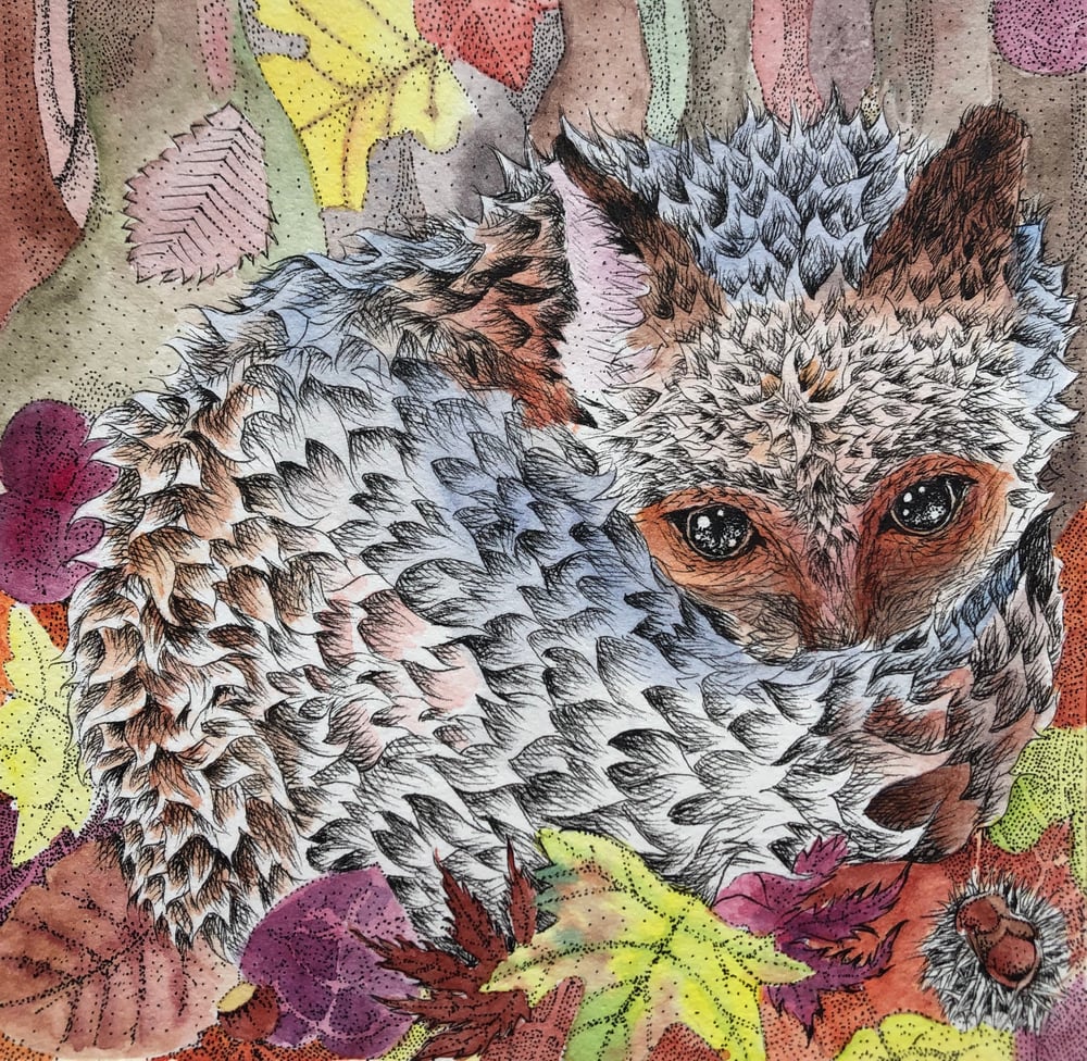 Image of Fox in Fall Leaves 🍁 