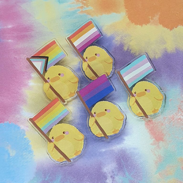 Bird Pride Flag 100% Recycled Acrylic Pin Image 5