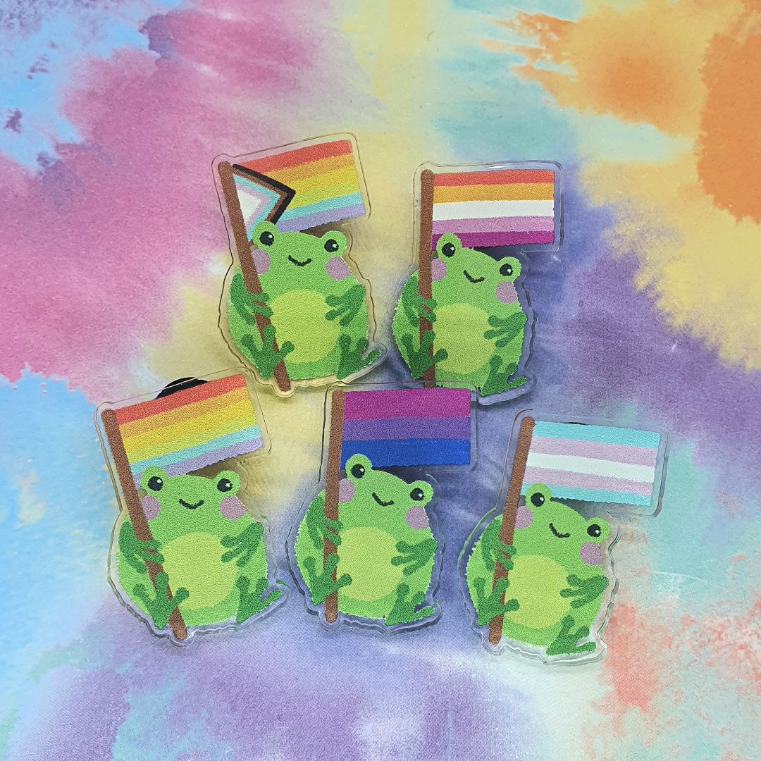 Frog Pride Flag 100% Recycled Acrylic Pin 