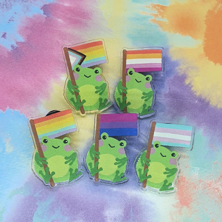 Frog Pride Flag 100% Recycled Acrylic Pin