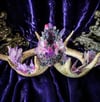 Purple Mica Butterfly Aura Quartz Clear Quartz  & Chalcopyrite - Antler Crown
