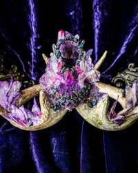 Image 4 of Purple Mica Butterfly Aura Quartz Clear Quartz  & Chalcopyrite - Antler Crown