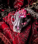 Pink Aura Quartz & Pink Tourmaline - Bobcat Skull