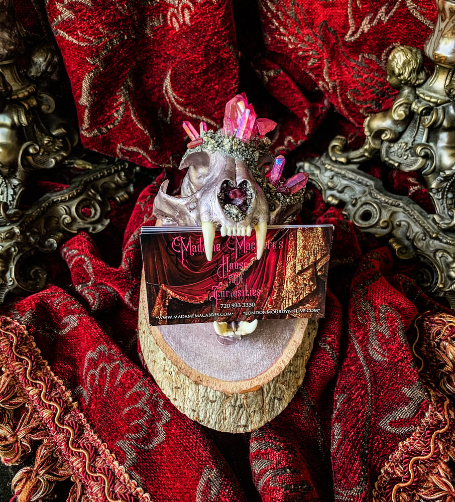 Image of Rose Gold, Pink Halo Aura Quartz & Pink Tourmaline - Bobcat Skull Bus