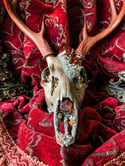 Dyed Sienna Clear Quartz & Amber - Deer Skull