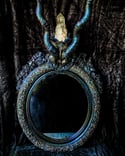 Dragonfly Glazed Crystallized Blackbuck Spiral Horned Mirror.