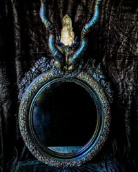 Image 4 of Dragonfly Glazed Crystallized Blackbuck Spiral Horned Mirror.