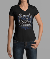 Image 1 of Women Support Local Barber V-Neck T-Shirt