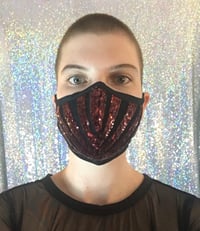 Image 2 of Burgundy Sequin Mask (with filter pocket and nose wire) 