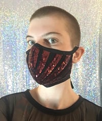 Image 4 of Burgundy Sequin Mask (with filter pocket and nose wire) 