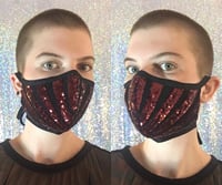 Image 1 of Burgundy Sequin Mask (with filter pocket and nose wire) 