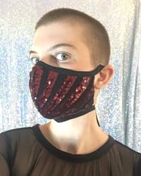 Image 3 of Burgundy Sequin Mask (with filter pocket and nose wire) 