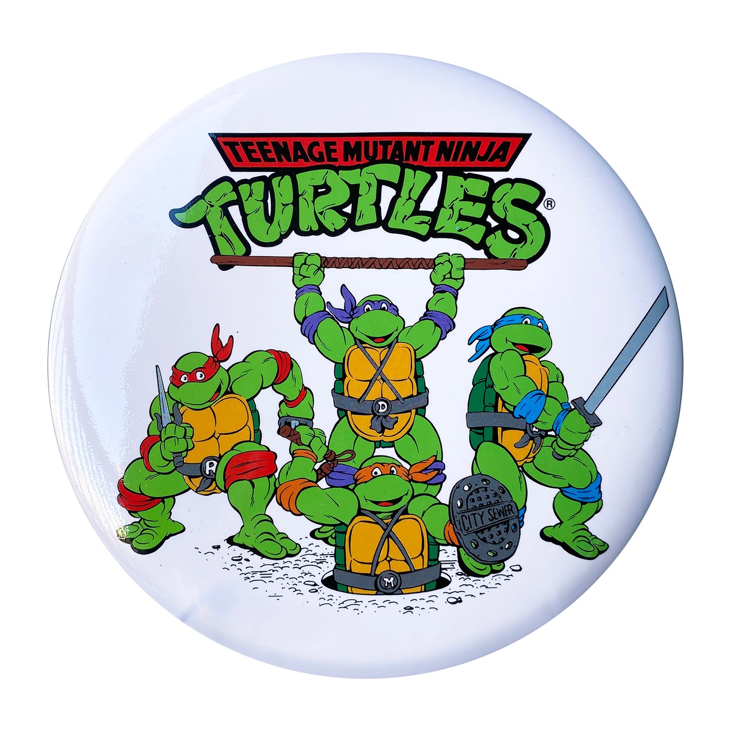 Teenage Mutant Ninja Turtles 6" Great Big Button – Cartoon White Group (1990)