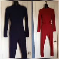 Image 1 of NAVY OR RUST SMALL RIBBED MOCK NECK PANT SET