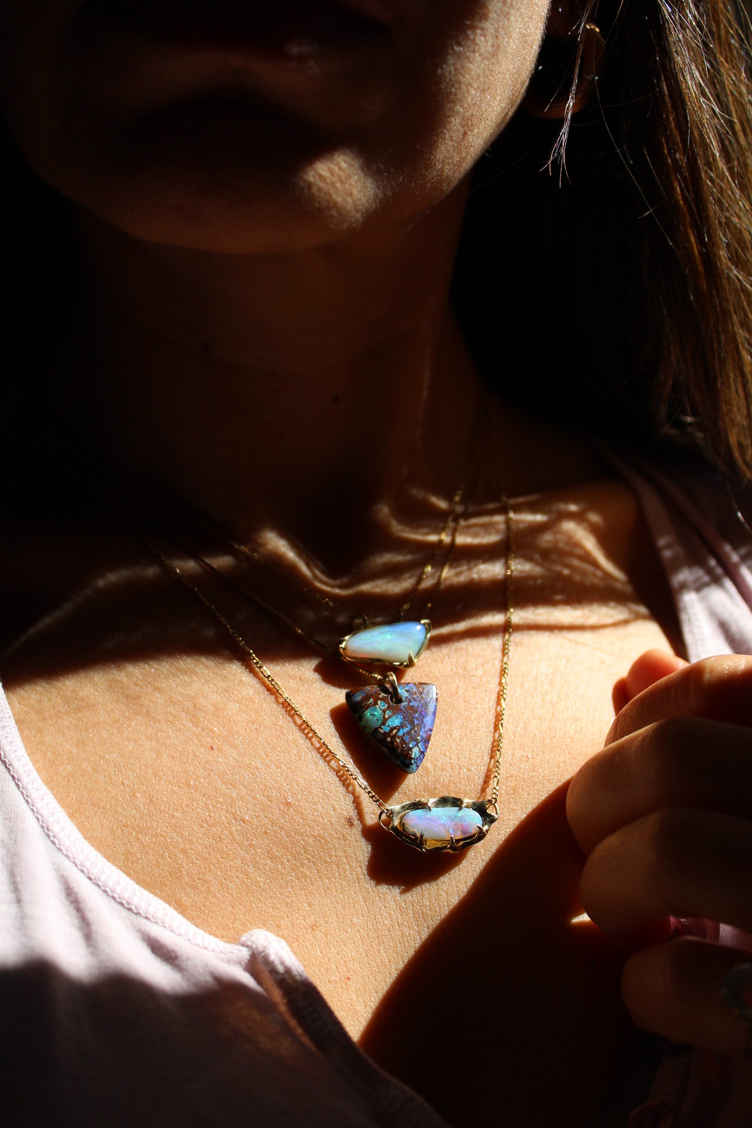 Image of Pastel Aurora Opal Necklace in 9ct gold.