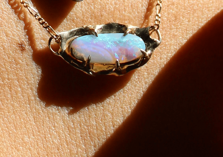 Image of Pastel Aurora Opal Necklace in 9ct gold. 