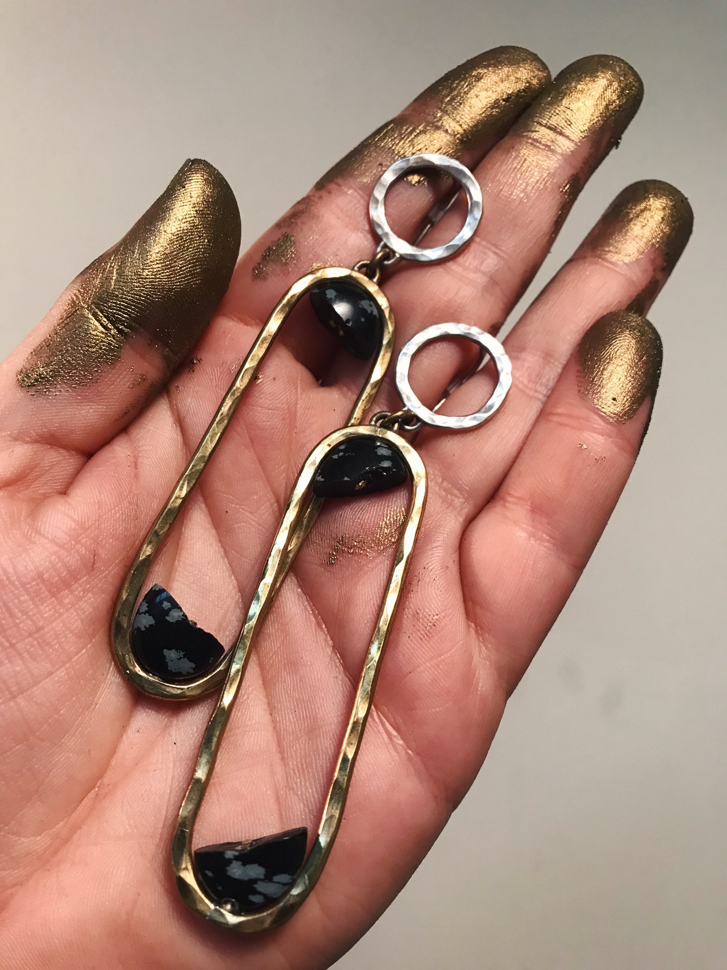 Image of Floating obsidian earrings, one of a kind