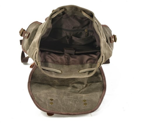 Image of Waxed Canvas Backpack Rucksack Hiking Travel Backpack MC9508