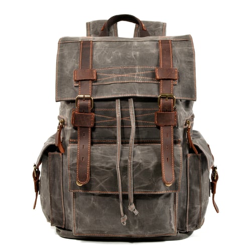 Image of Waterproof Waxed Canvas Backpack Rucksack Travel Backpack MC9504