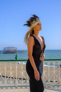 Image 4 of Feather and Shell Crochet Headdress (Dark Colour)
