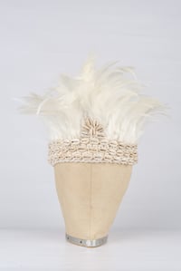 Image 1 of Feather and Shell Crochet Headdress (White Colour)