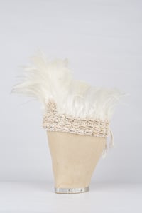 Image 2 of Feather and Shell Crochet Headdress (White Colour)