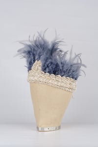 Image 2 of Feather and Shell Crochet Headdress (Grey Colour)