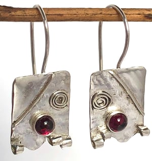 Rhodolite Garnet Silver Earrings - Pair