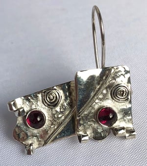 Rhodolite Garnet Silver Earrings - Pair