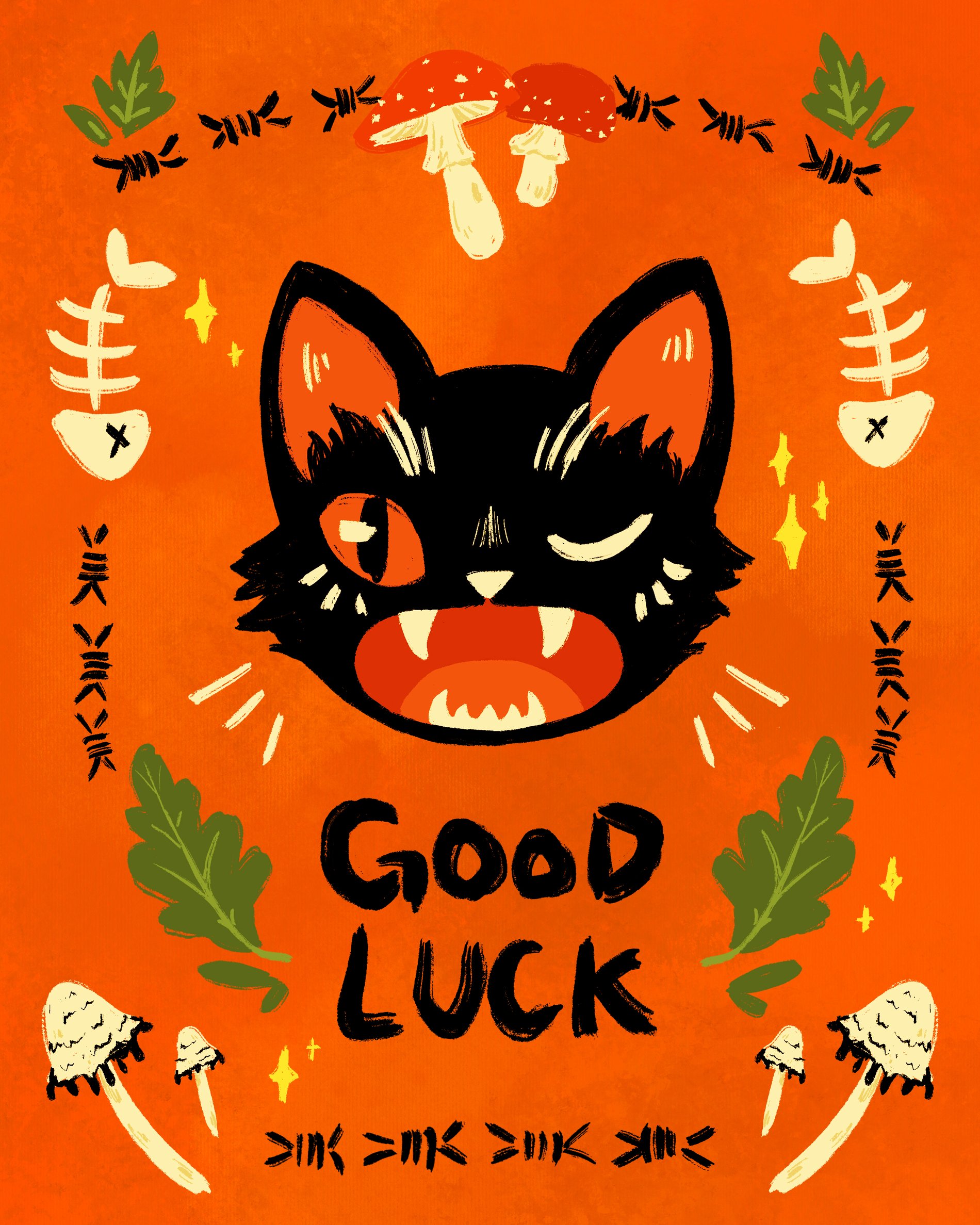 Good Luck Cat Print | MossyMountain