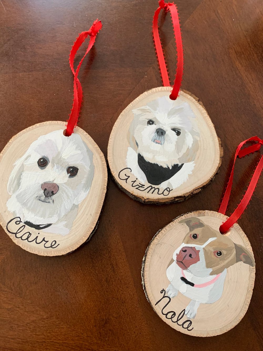 Image of Custom Painted Pet Portrait Ornament 