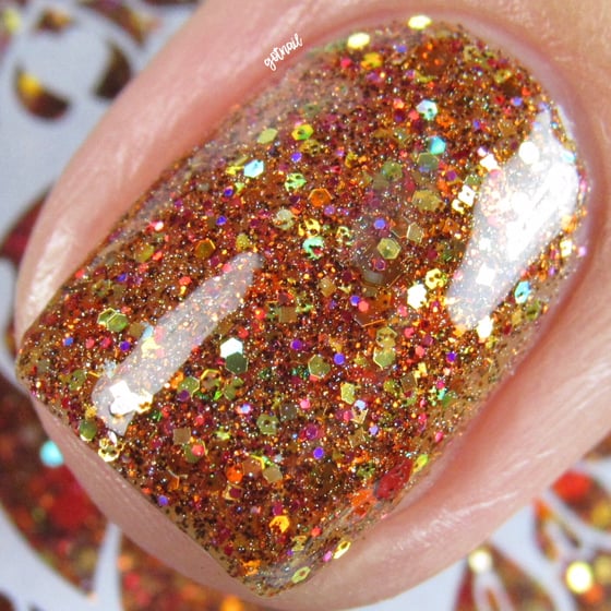 Image of ~Coven Gathering~ orange jelly w/orange, gold, copper & bronze glitter and scattered holo!