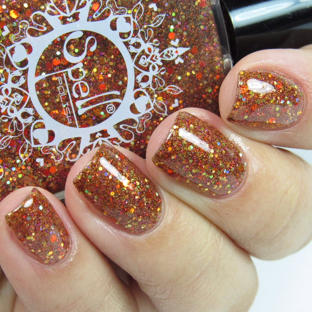 Image of ~Coven Gathering~ orange jelly w/orange, gold, copper & bronze glitter and scattered holo!